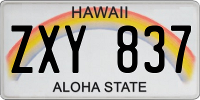 HI license plate ZXY837