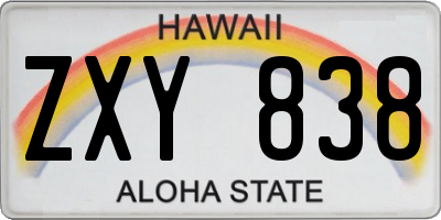 HI license plate ZXY838