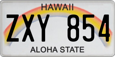 HI license plate ZXY854