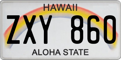 HI license plate ZXY860