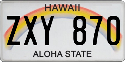 HI license plate ZXY870
