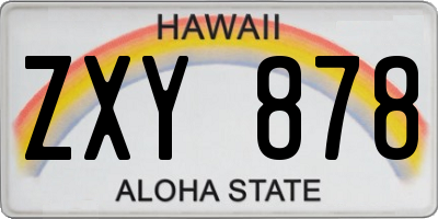 HI license plate ZXY878