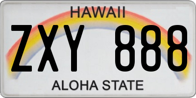 HI license plate ZXY888