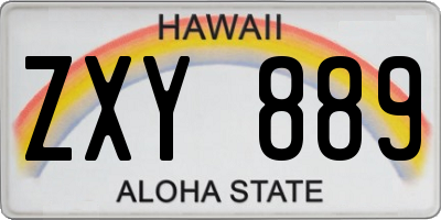 HI license plate ZXY889