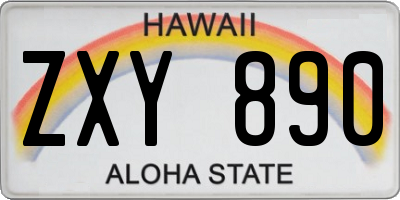 HI license plate ZXY890