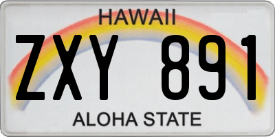 HI license plate ZXY891
