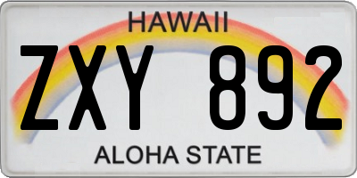HI license plate ZXY892