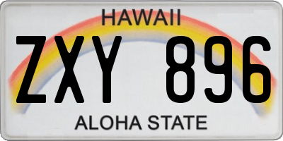 HI license plate ZXY896