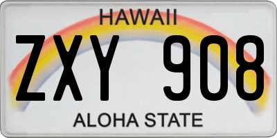 HI license plate ZXY908