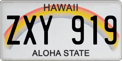 HI license plate ZXY919
