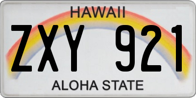 HI license plate ZXY921