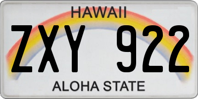 HI license plate ZXY922