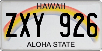 HI license plate ZXY926