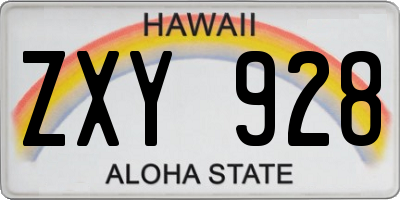 HI license plate ZXY928