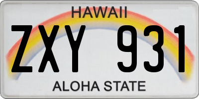 HI license plate ZXY931