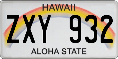 HI license plate ZXY932