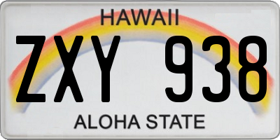 HI license plate ZXY938