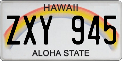 HI license plate ZXY945