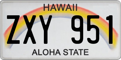 HI license plate ZXY951