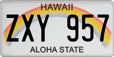 HI license plate ZXY957
