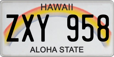 HI license plate ZXY958