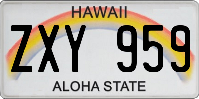 HI license plate ZXY959