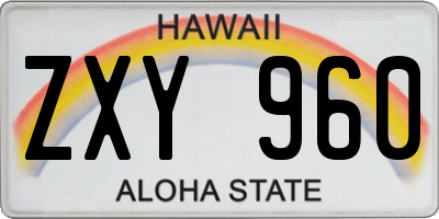 HI license plate ZXY960