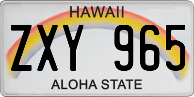 HI license plate ZXY965