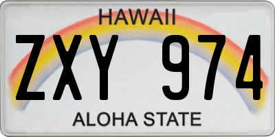 HI license plate ZXY974