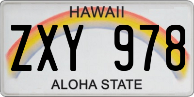 HI license plate ZXY978