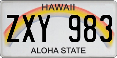 HI license plate ZXY983