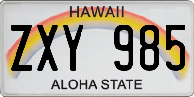 HI license plate ZXY985