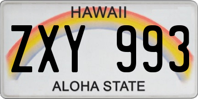 HI license plate ZXY993