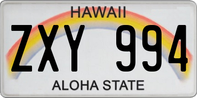 HI license plate ZXY994