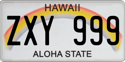 HI license plate ZXY999