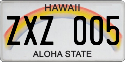 HI license plate ZXZ005