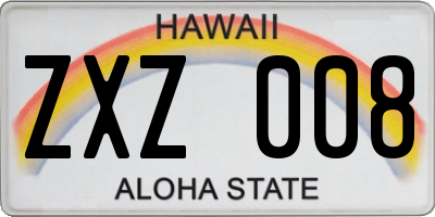 HI license plate ZXZ008