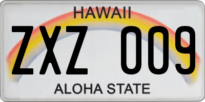 HI license plate ZXZ009