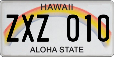 HI license plate ZXZ010