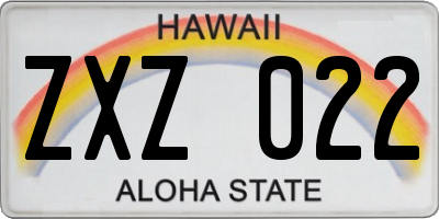 HI license plate ZXZ022