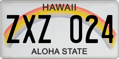 HI license plate ZXZ024