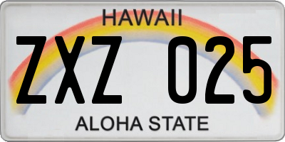HI license plate ZXZ025