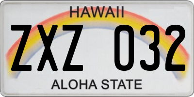 HI license plate ZXZ032