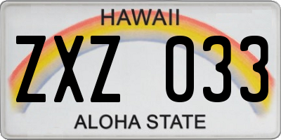 HI license plate ZXZ033