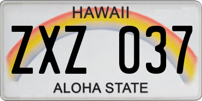 HI license plate ZXZ037