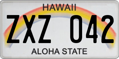 HI license plate ZXZ042