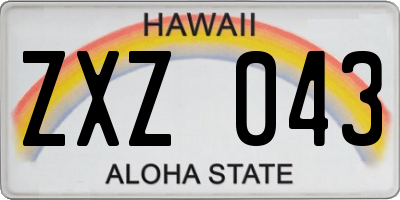 HI license plate ZXZ043