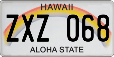 HI license plate ZXZ068