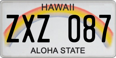 HI license plate ZXZ087