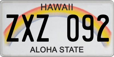 HI license plate ZXZ092